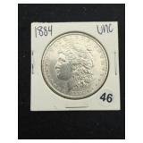 1884 UNC Morgan Silver Dollar Coin