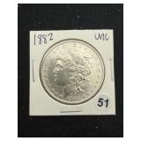 1882 UNC Morgan Silver Dollar Coin