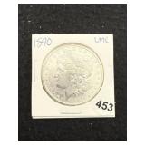 1890 UNC Morgan Silver Dollar Coin