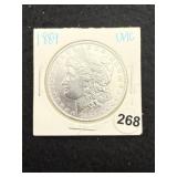 1889 UNC Morgan Silver Dollar Coin