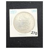 1887 UNC Morgan Silver Dollar Coin
