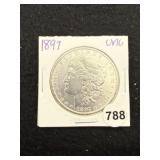 1897 UNC Morgan Silver Dollar Coin