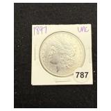 1897 UNC Morgan Silver Dollar Coin