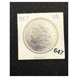 1887 UNC Morgan Silver Dollar Coin