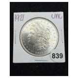 1921 UNC Morgan Silver Dollar Coin