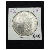 1921 UNC Morgan Silver Dollar Coin