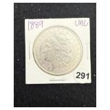 1889 UNC Morgan Silver Dollar Coin