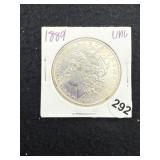 1889 UNC Morgan Silver Dollar Coin