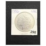 1886 UNC Morgan Silver Dollar Coin