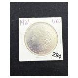 1921 UNC Morgan Silver Dollar Coin