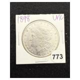 1898 UNC Morgan Silver Dollar Coin
