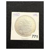 1880 UNC Morgan Silver Dollar Coin