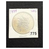 1889 UNC Morgan Silver Dollar Coin