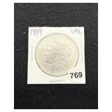 1889 UNC Morgan Silver Dollar Coin