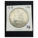 1878 UNC Morgan Silver Dollar Coin