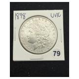 1898 UNC Morgan Silver Dollar Coin