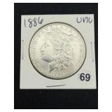 1886 UNC Morgan Silver Dollar Coin