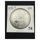 1890 S UNC Morgan Silver Dollar Coin