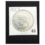 1922 D Peace Silver Dollar Coin