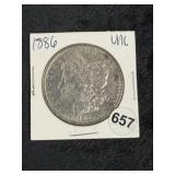1886 UNC Morgan Silver Dollar Coin