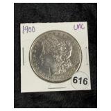 1900 UNC Morgan Silver Dollar Coin