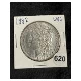1882 UNC Morgan Silver Dollar Coin