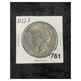 1922 S Peace Silver Dollar Coin