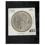 1885 UNC Morgan Silver Dollar Coin