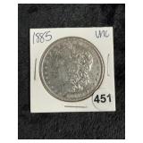 1885 UNC Morgan Silver Dollar Coin