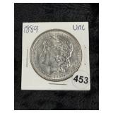 1889 UNC Morgan Silver Dollar Coin