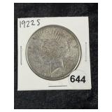 1922 S Peace Silver Dollar Coin