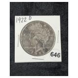 1922 D Peace Silver Dollar Coin