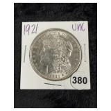 1921 UNC Morgan Silver Dollar Coin
