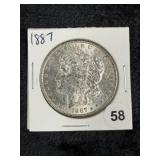1887 Morgan Silver Dollar Coin