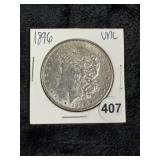 1896 UNC Morgan Silver Dollar Coin