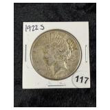1922 S Peace Silver Dollar Coin