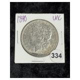 1890 UNC Morgan Silver Dollar Coin