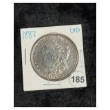 1887 UNC Morgan Silver Dollar Coin