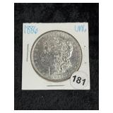 1886 UNC Morgan Silver Dollar Coin