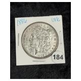 1886 UNC Morgan Silver Dollar Coin