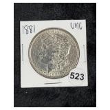 1881 UNC Morgan Silver Dollar Coin