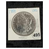 1889 UNC Morgan Silver Dollar Coin