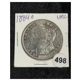 1884 O UNC Morgan Silver Dollar Coin