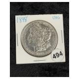 1898 UNC Morgan Silver Dollar Coin