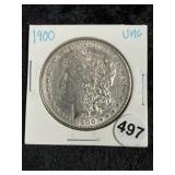 1900 UNC Morgan Silver Dollar Coin