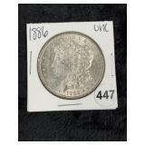 1886 UNC Morgan Silver Dollar Coin