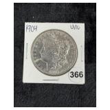 1904 UNC Morgan Silver Dollar Coin