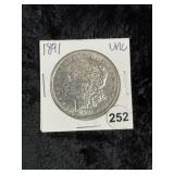 1891 UNC Morgan Silver Dollar Coin