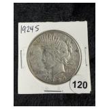 1924 S Peace Silver Dollar Coin