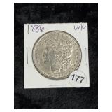 1886 UNC Morgan Silver Dollar Coin